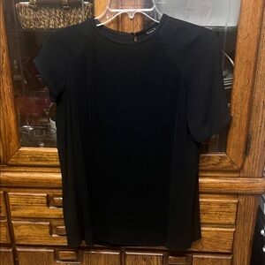 Massimo Dutti Black Pleated Women's Top